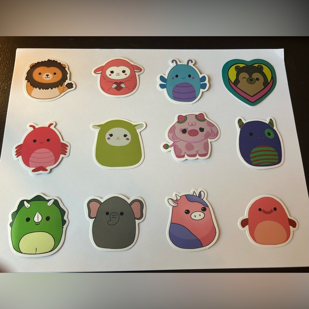 Cute Squishmallow Sticker for Laptops or Water Bottles (Waterproof) - Set of 12